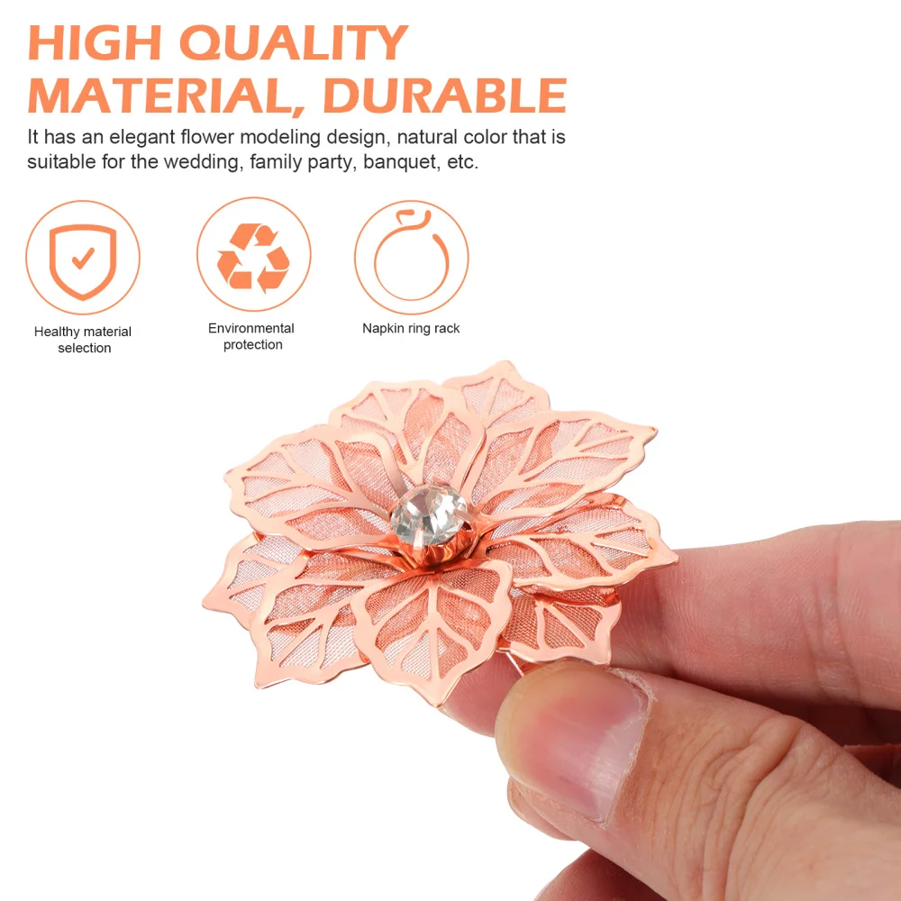 

6pcs Decorative Napkin Holders Delicate Flower Napkin Rings Alloy Napkin Holders
