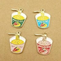 10pcslot enamel charms 2124mm instant noodles pendants diy earring hair floating jewelry accessory