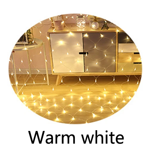 Warm whtie 2x2 м 3x2 м 6x4 м светодиодный сетчатый Сказочный светящаяся гирлянда оконная занавеска рождественские китайские фонарики Свадебная вечеринка праздничный свет - Испускаемый цвет: Warm whtie