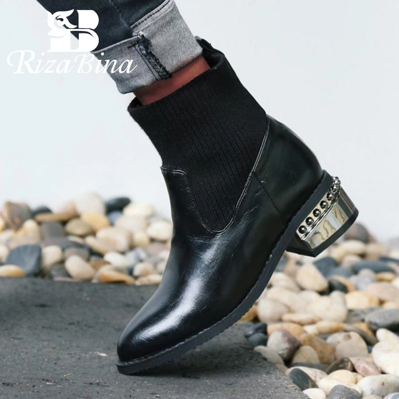 Женские полусапожки RIZABINA размера плюс 32 48 новая модная зимняя обувь 2020 базовые