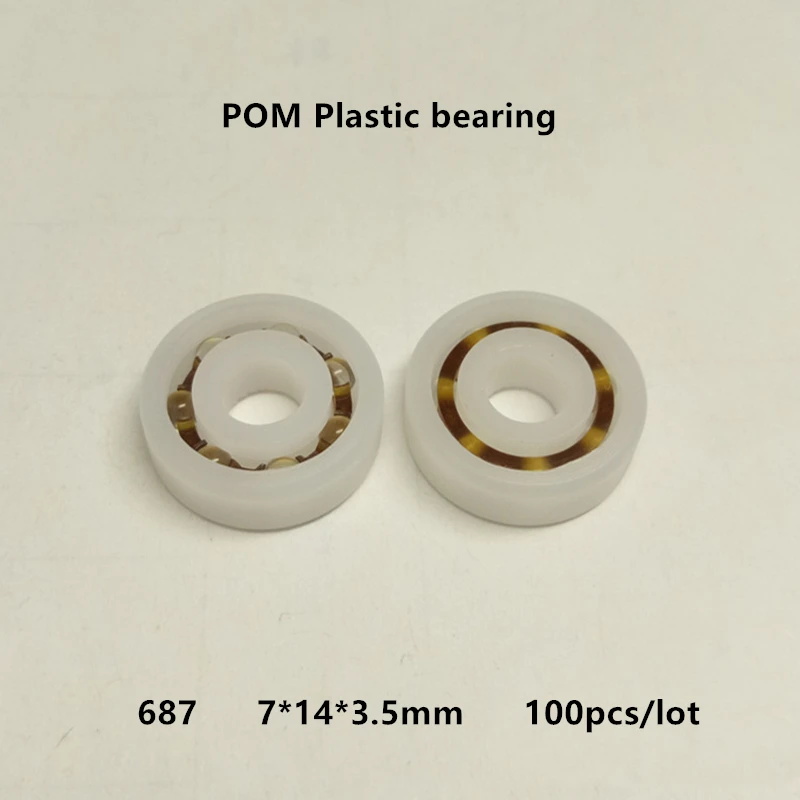 

100pcs/lot 687 7mm POM Plastic bearings with Glass balls 7x14x3.5 mm nylon bearing 7*14*3.5mm