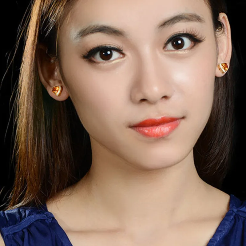 Женские серьги в форме сердца Anillos Yuzuk желтое ювелирное изделие с цветными