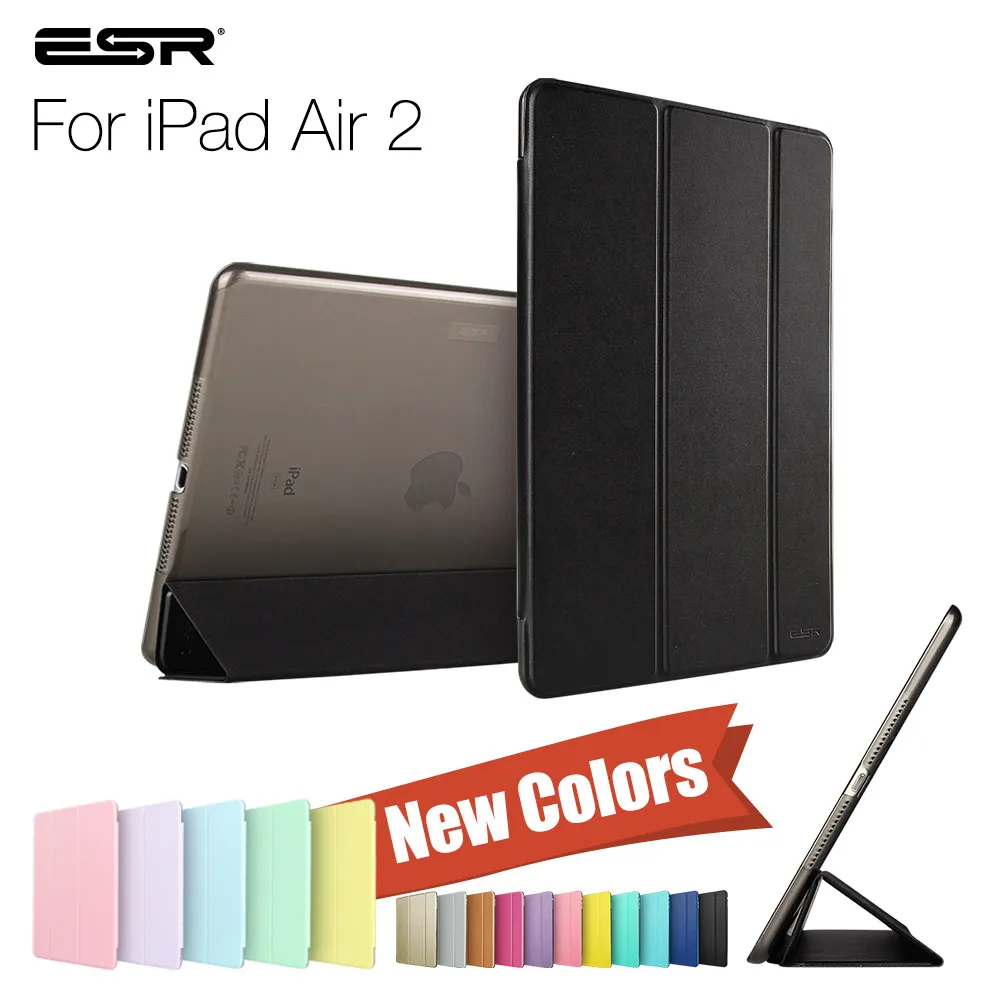 Mysterious Black Чехол для iPad Air 2, ESR ура Цвет PU+ прозрачный PC задняя Ultra Slim Light Вес устойчивое к царапинам корпус для iPad Air 2 6 Gen - Цвет: Mysterious Black