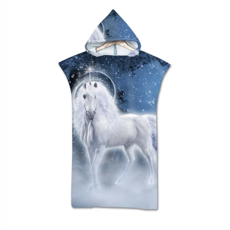 

Poncho Beach Towel Hooded Microfiber Hooded Robe Towel Swimming Beach Surf Bathrobe Beachwear