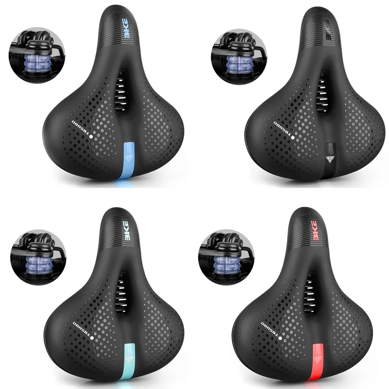 

Men Women Bicycle Saddle Reflective Strip Widen MTB Road Bike Seat Cushion Pad W0YB