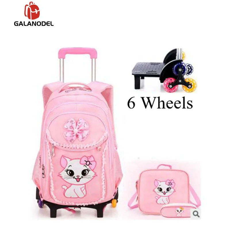 Детская дорожная сумка на колесиках рюкзак тележка для школы девочек милый