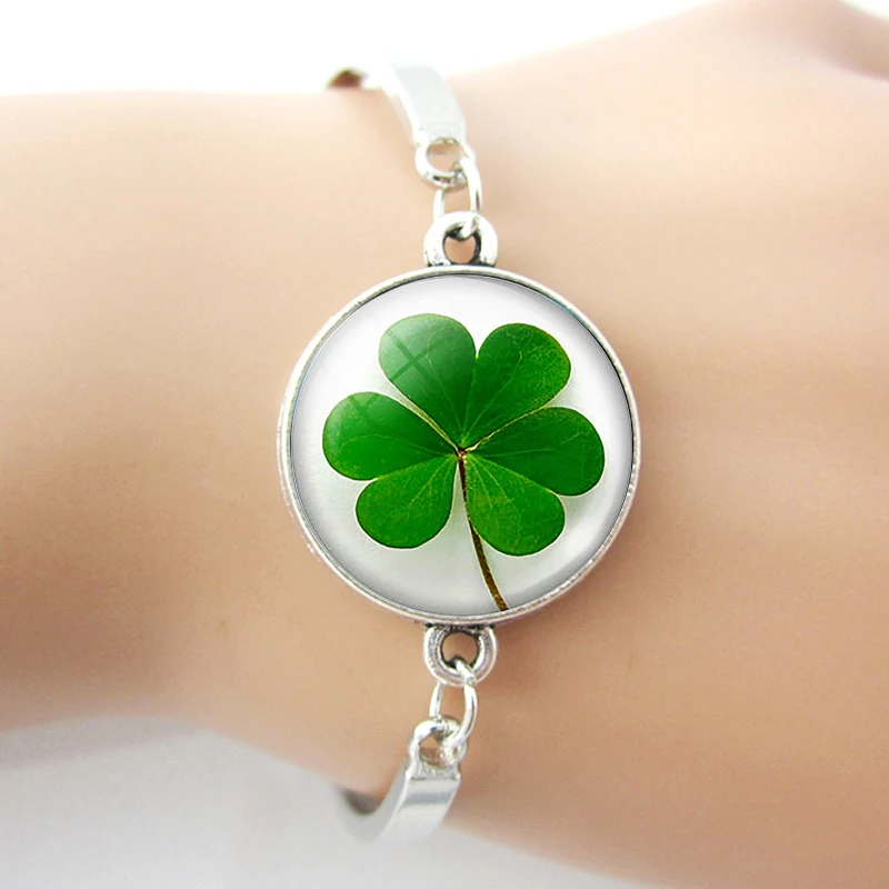 Браслет клевер на удачу в стиле ретро стеклянный светящийся браслет стимпанк с