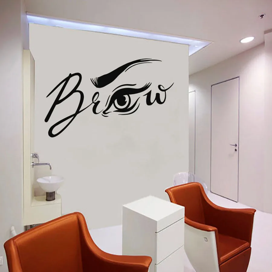 Brows Beauty Salon Wall Decal Woman Face Eyelashes Lashes Eyebrows Vinyl Wall Sticker Window Decals Interior Decoration S908