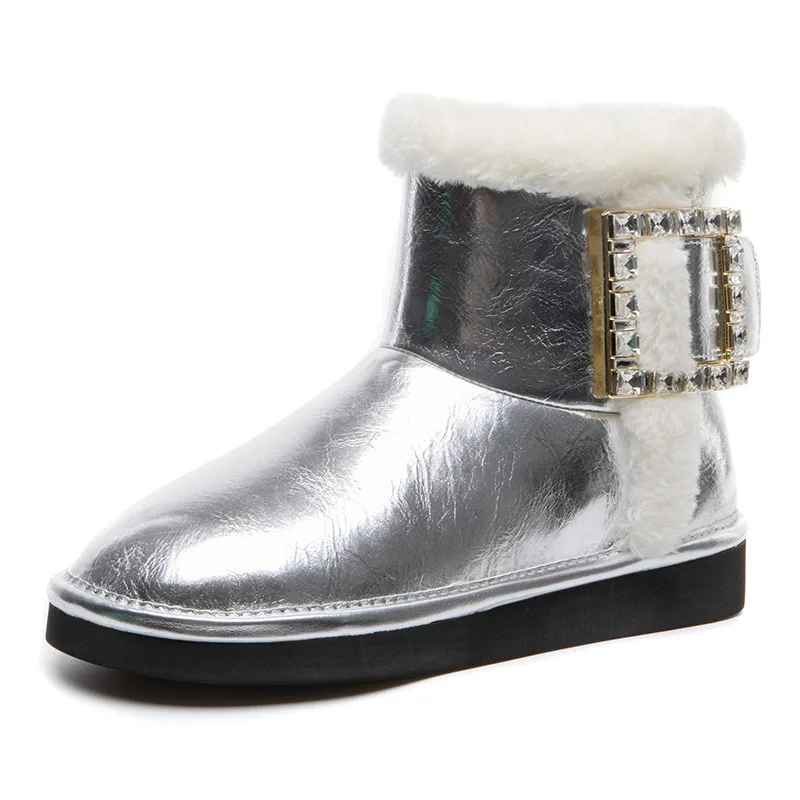 

Female Snow Boots Winter Boots Women Flat Waterproof Boots Botas Mujer Botas Femininas De Inverno Diamond Women Short Boots