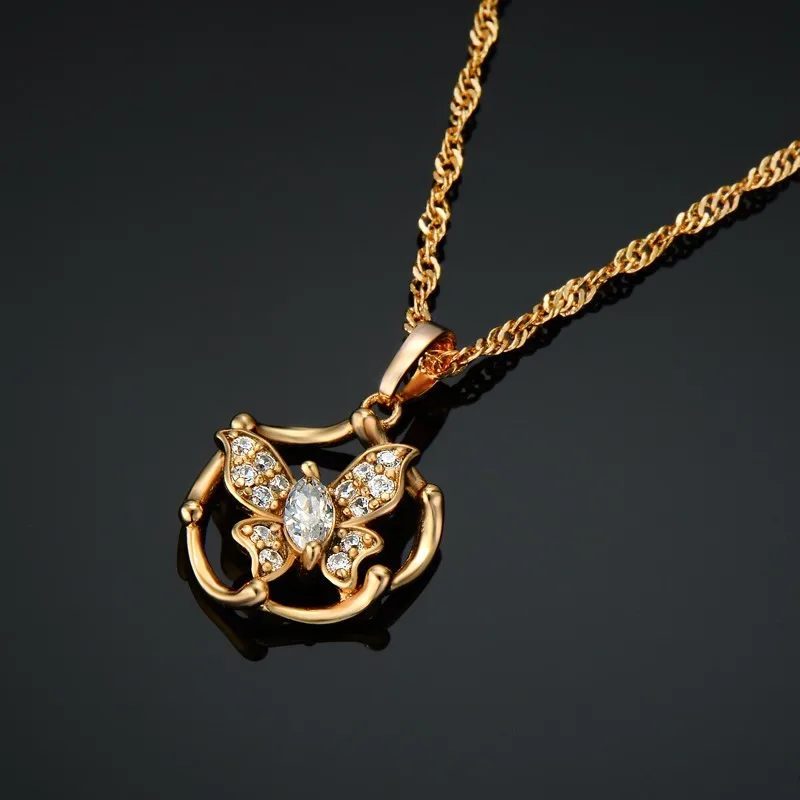 Женское Ожерелье с милой бабочкой ожерелье золотого цвета кубическим цирконием