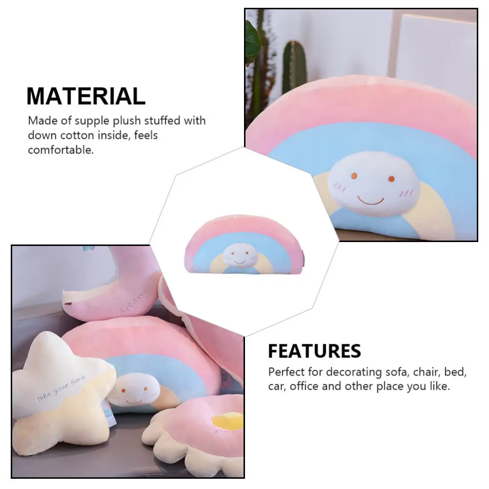 

1Pc Lovely Rainbow Plush Pillow Creative Adorable Pillow Cushion for Home