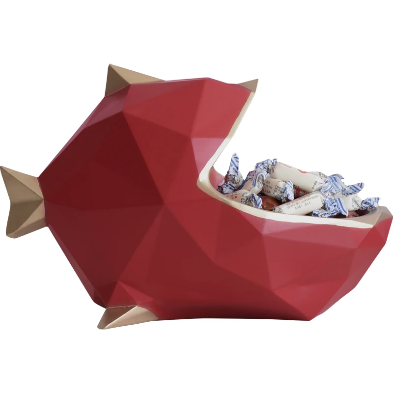 

Resin fish statue figurine for tabletop home office mobile phone tools control organizer candy storage box ornaments home decor