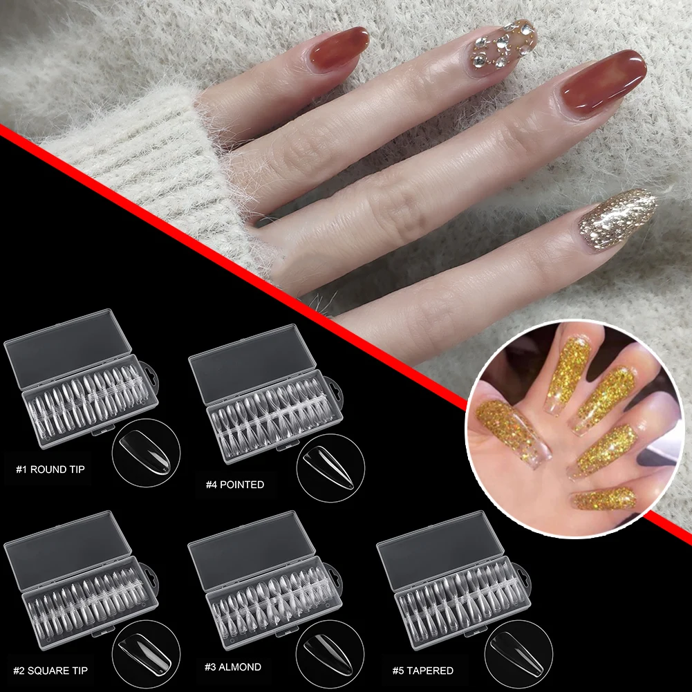 

240pcs False Nails Tips Quick Building Mold Tips DIY Acrylic Clear Artificial Tip Manicure Kit for Nail Salon and DIY New Hot
