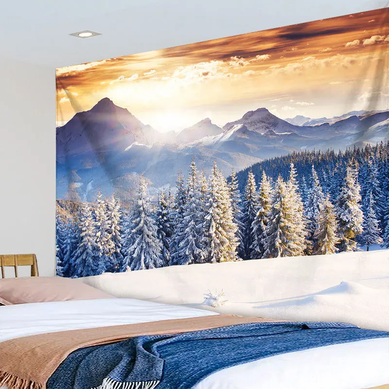 

Snowfield Tapestry Wall Hanging Nordic Cloth Home Room Decoration Sitting Blanket Tree Cloth Wall Tapestries Background Fabric