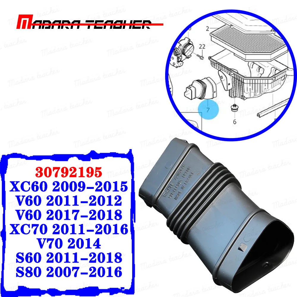 Для VOLVO Впускной воздуховод труб для VOLVO S80 S60 V60 V70 XC60 XC70 30792195 72102648 2007 2008 2009 2010 2011 2012 2013