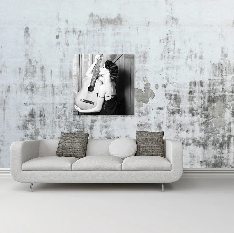 Картина на холсте с изображением сексуальной леди гитарой настенный