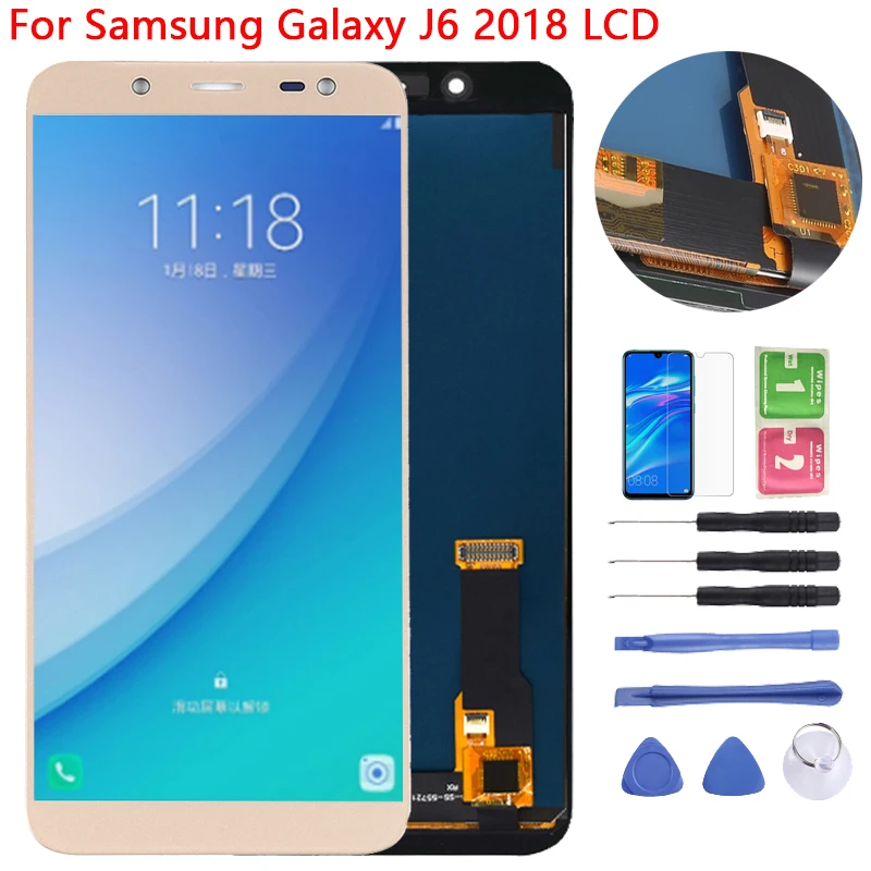 Высококачественный ЖК дисплей J6 для Samsung 2018 LCD J600 SM J600F J600FN J600F/DS с сенсорным