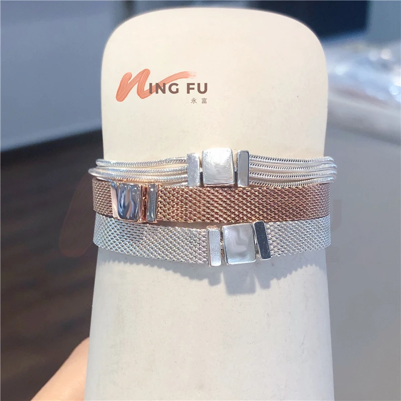 

WingFu 2021 NEW S925 Zircon Inlay Original 1:1 Luxury Women's Snake Chain Watchband Bracelet Charming High Quality DIY Jewelry
