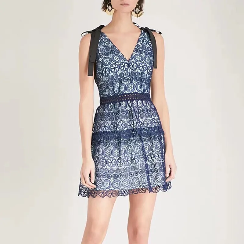 (Продано) 2018 Подиум V шеи спинки туника бохо Мини Кружева платье|Женские платья| |