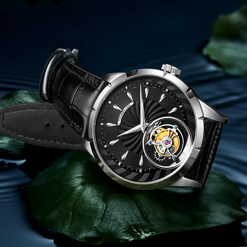 Брендовые роскошные механические часы Tourbillon, мужские наручные часы с ручным подзаводом, светящиеся сапфировые часы в подарок