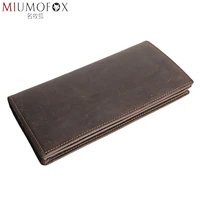 high quality cow genuine leather wallet vintage men women long purses crazy horse leather credit card mens wallets bifold new