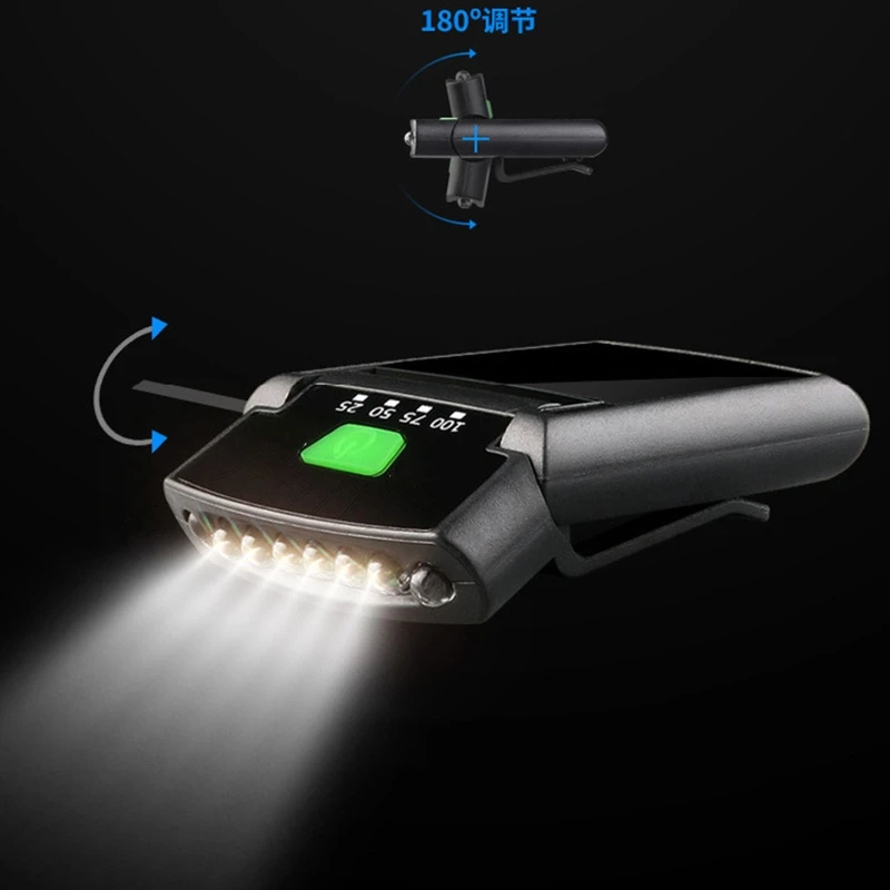

Outdoor Sports USB Rechargeable Headlamp Night Fishing Cap Clip Headlight Battery Display Strong Multipurpose LightingRXBB