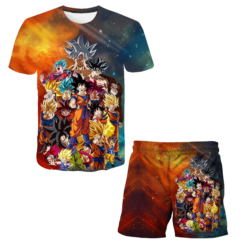 

Dragon-Ball Vegeta Tshirts Boys Pants Summer Short Sleeve Kids Clothes Japan Anime Boys T Shirt Shorts Children Clothing Sets