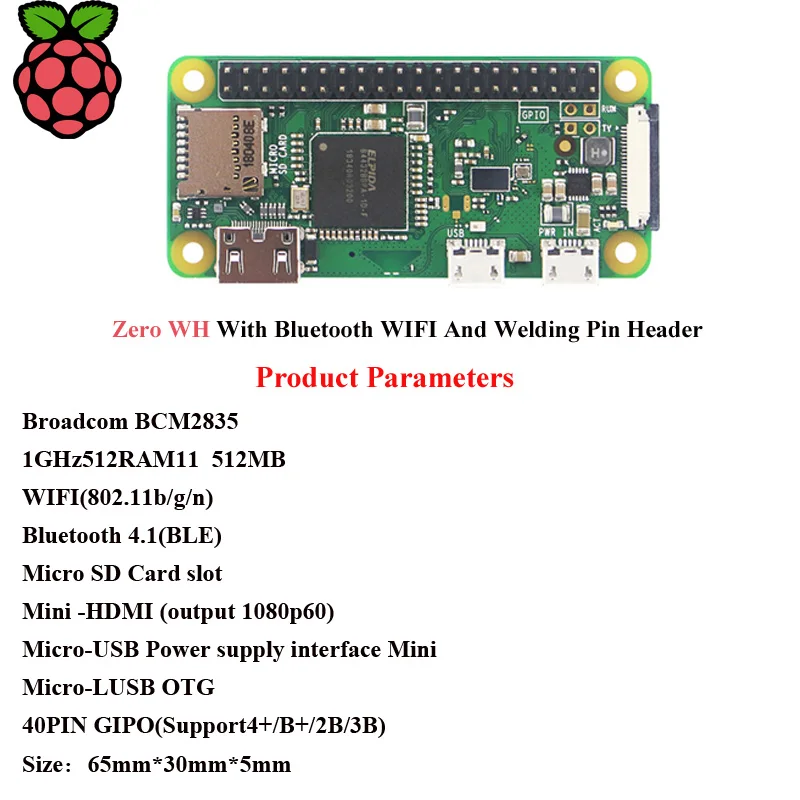 

Raspberry Pi Zero WH Starter Kit + Acrylic Case + Power Supply + ON/OFF USB Cable +16 32GB SD Card +HDMI-Compatible + Heat Sinks
