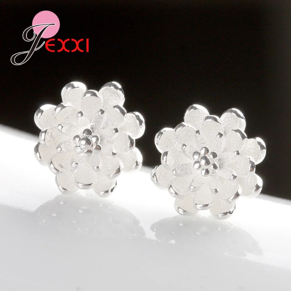 

Lotus Flower Pendientes Mujer 925 Sterling Silver Ear Studs For Women Pierced Simple Stud Earing Korean Daily Jewelry