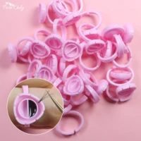 300pcs v shape disposable eyelash extension glue rings finger holder lashes adhesive container tattoo pigment ink ring cup