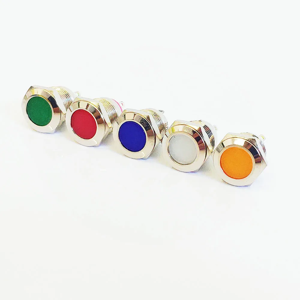 Светодиодный металлический индикатор ламп 16 мм круглая светодиодная плоская