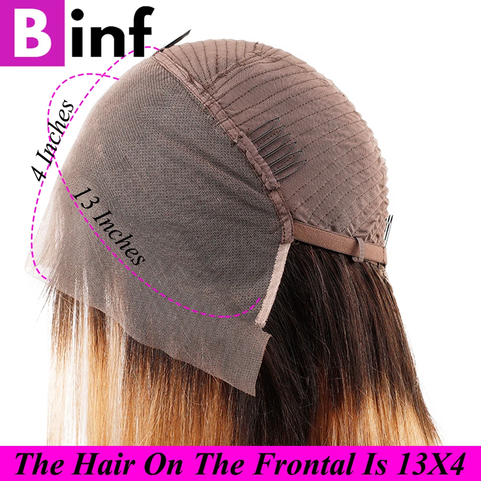 Прямые парики из человеческих волос Омбре 1b/99j на сетке спереди парик 13x4 для