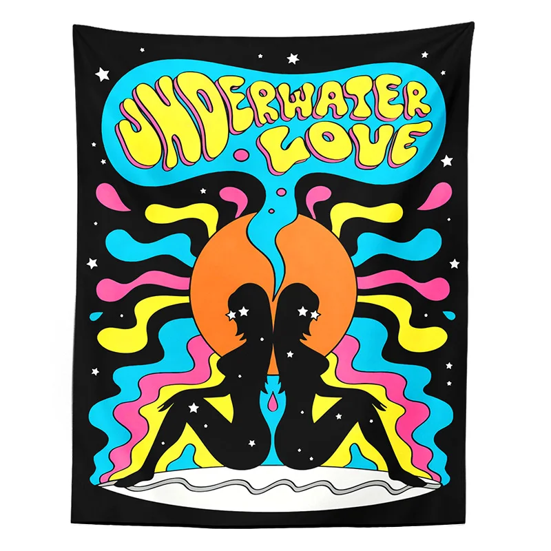 Психоделический красочный настенный подвесной гобелен Радужный хиппи домашний