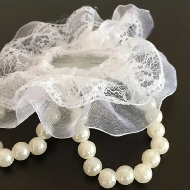 

Women Bridesmaid Girl Wedding Wrist Corsage Artificial Pearl Beads Net Yarn Flower Bracelet Wristband Prom Party Decor DIY