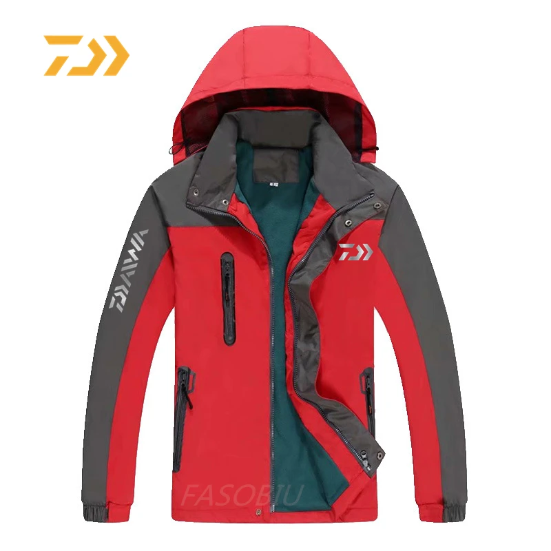 

Daiwa Autumn Winter Waterproof Windproof Fishing Clothes Plus Velvet Outdoor Sport Long Sleeve Hooded Fishing Jackets Men's