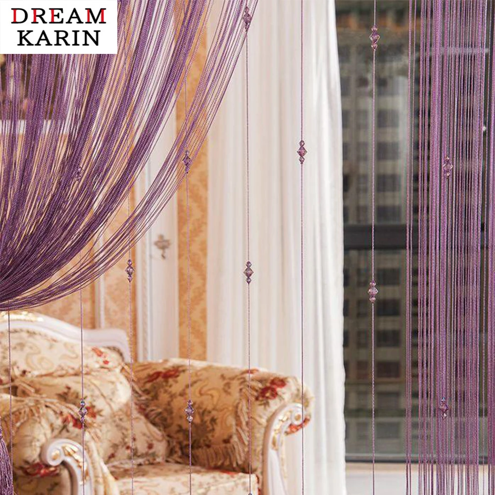 

100*200cm Crystal Bead Curtain Shiny Tassel Line Curtains Window Door Divider Drape Living Room Decor Valance Decorative