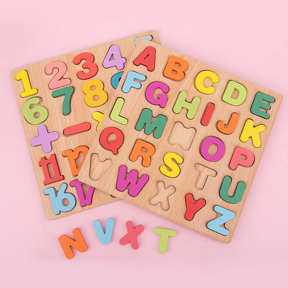 

Alphabet Digital Puzzle Wooden Toys Kids Number Letter Matching Jigsaw Board Early Learning Eaducational Toys for Children Gift
