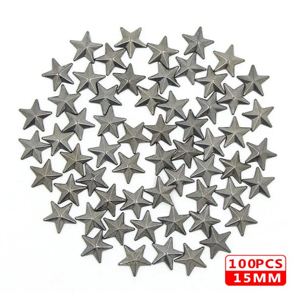 15MM Star Black 100 шт Горячая фиксация шпильки медь звезда квадратный череп стразы железные заклепки для одежды металлические заклепки DIY панк аксессуары для одежды - Цвет: 15MM Star Black