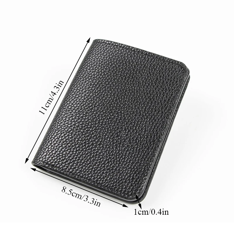 Ultra-Thin Black Credit ID Card Holder PU Leather Women Men Coin Purse Lychee Pattern Money Bag Wallet Driver's License Cover | Багаж и