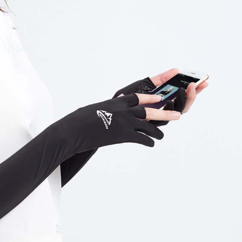 

Outdoor UV Protection Ice Arm Sleeves 3 Fingerless Touch Screen Warmer Cycling Fishing Arm Guards Cover UV 50+ Bike Gloves