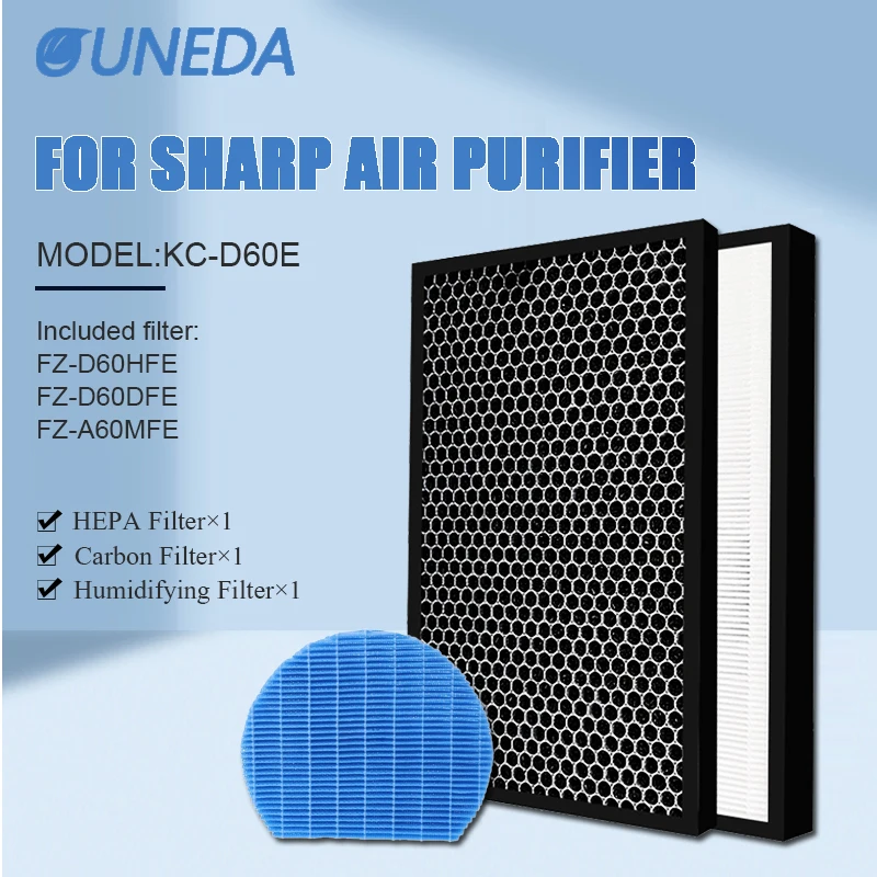 

For Sharp FZ-D60HFE FZ-D60DFE FZ-A60MFE Air Purifier Replacement Parts HEPA & Activated Carbon & Humidifying Filter for KC-D60E