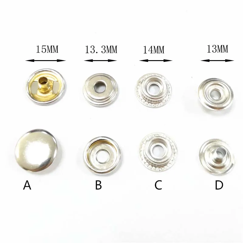 Латунная кнопка застежка содержит 4 части для одежды и сумок с пружинным
