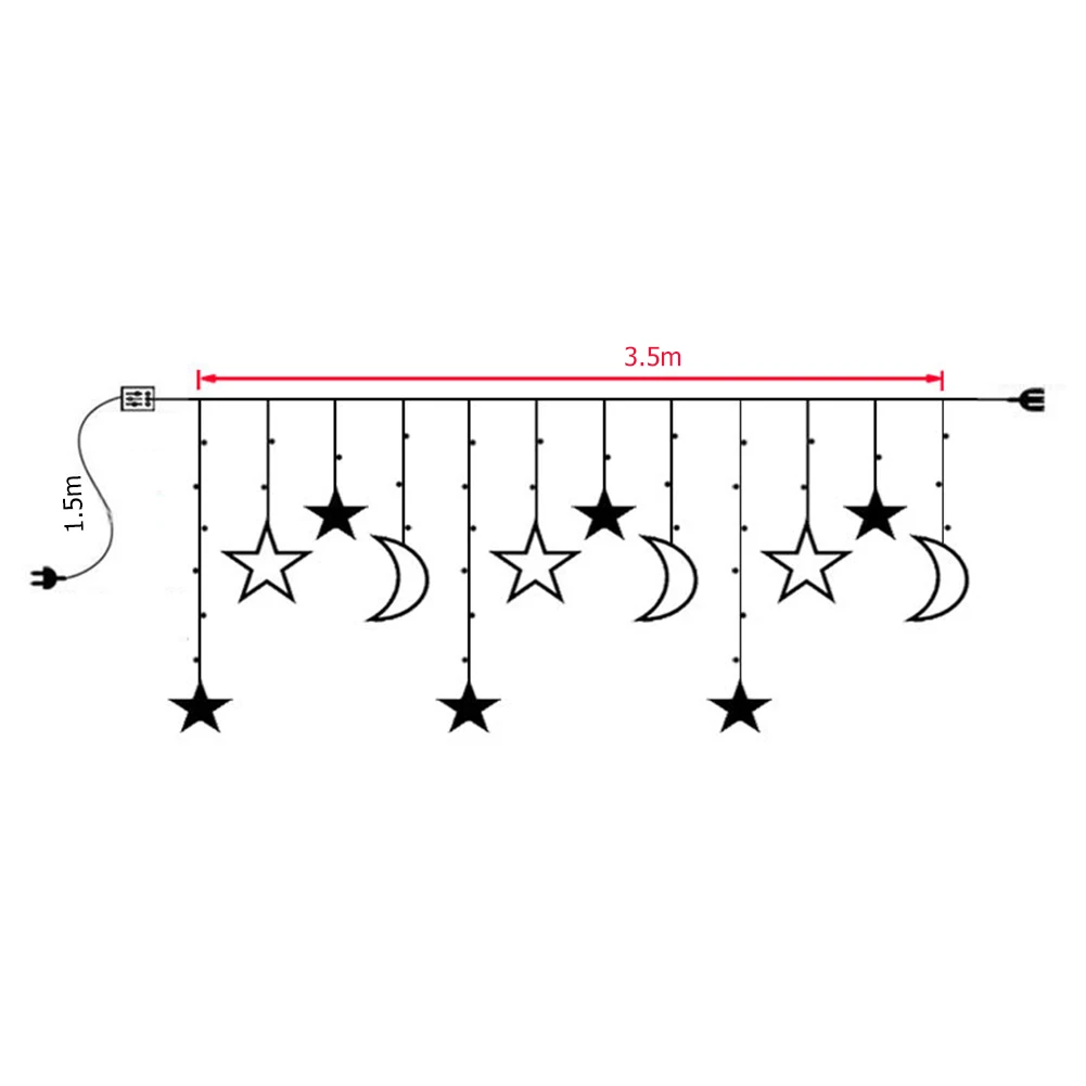 

LED Star Moon Curtain Fairy Lights Garland String Lamps Home Bedroom Decoration Home Holiday Light Wedding Room Led