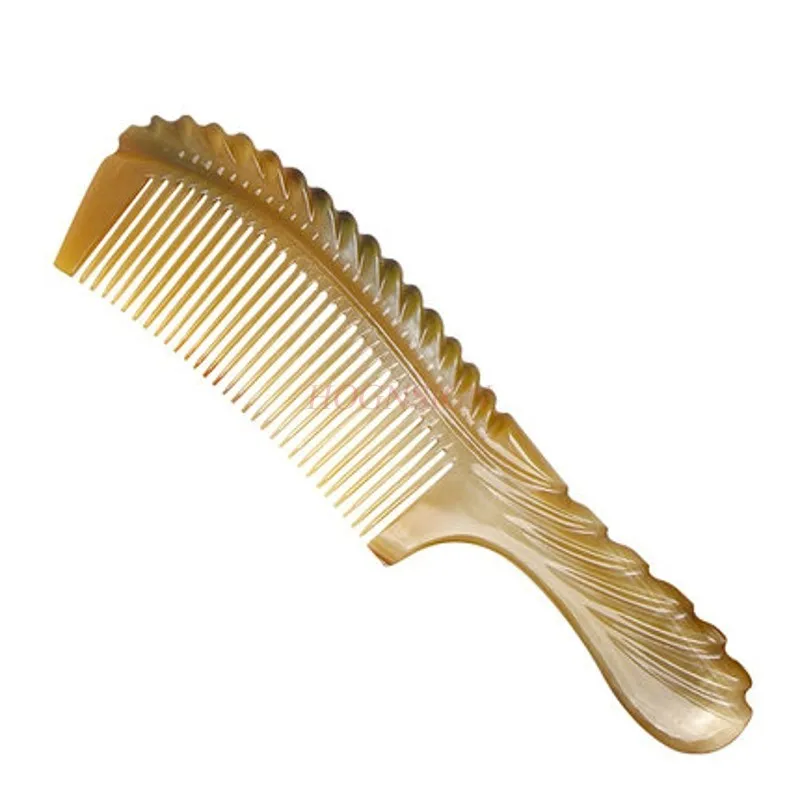 natural comb Natural White Water Horn Comb Home Authentic Combs Anti Static Antihair Loss Massage Hairbrush Holiday Gifts Carved