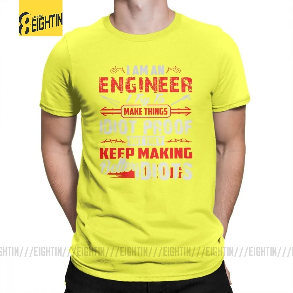 Забавная футболка с надписью I Am An Engineer, топы из хлопка, мужские футболки с коротким рукавом и круглым вырезом, Новая Черная футболка с принтом «юмор» размера плюс - Цвет: Цвет: желтый