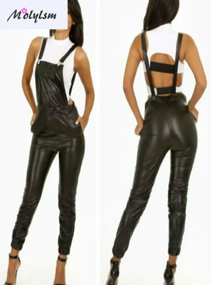 Новое поступление 2020 облегающие комбинезоны кожаный боди летний женский