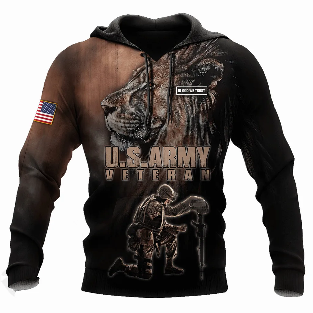 

Новые уникальные мужские и женские художественные толстовки с 3D принтом тигра и армии США для уютной повседневной уличной одежды, смешные т...