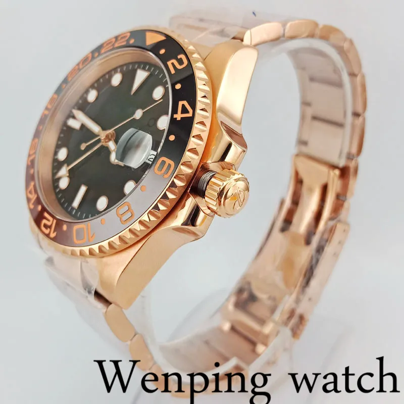 40 мм чехол из розового золота сапфировое стекло керамический ободок черный