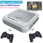Супер консоль X Pro, игровые приставки Andriod TV Box с двумя контроллерами для PSPPS1DC встроенные 50 эмуляторов 50000 игр