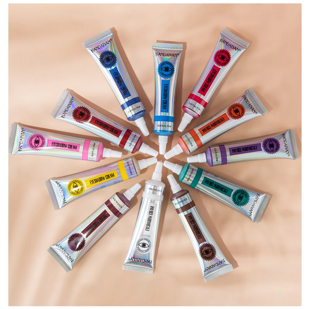 

HANDAIYAN Soft Smooth Brighten Eyeshadow Cream Eyes Easy to Wear Eye Shadow Green Purple Make up Long-lasting Makeup Cosmetics